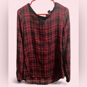 Plaid Red and Black Sheer Women's Top